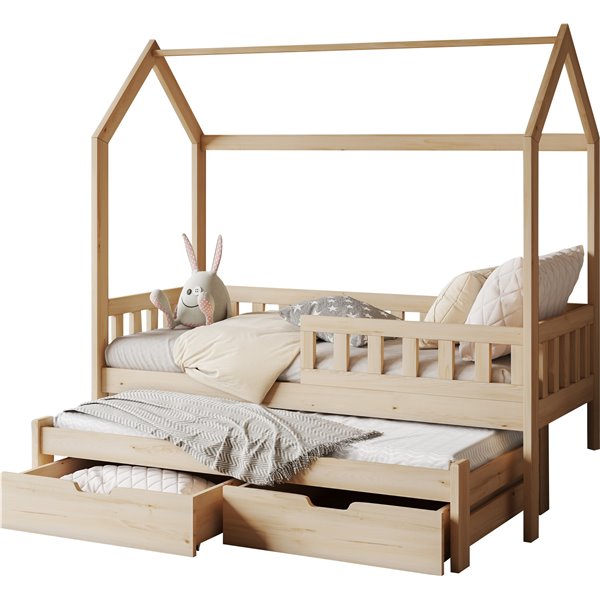 TYMON ŁÓŻKO PIĘTROWE 2-OSOBOWE NISKIE Z SZUFLADAMI