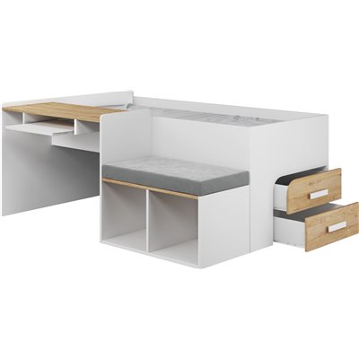 MEGAN ŁÓŻKO 1-OSOBOWE Z SZUFLADAMI I BIURKIEM