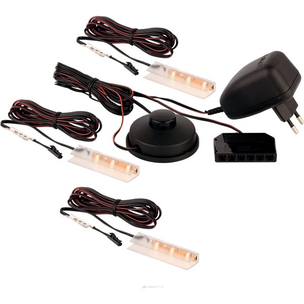 OŚWIETLENIE LED 3 PUNKTOWE MOCOWANE NA PÓŁKĘ SZKLANĄ